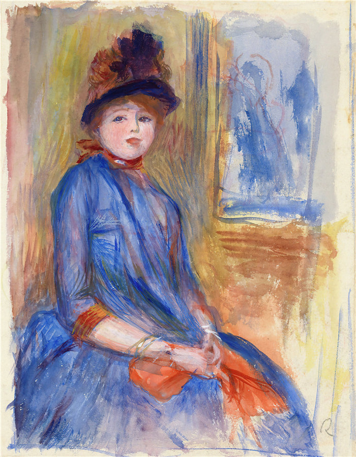 皮埃尔·奥古斯特·雷诺阿(Pierre-Auguste Renoir)作品 –蓝裙少女(约 1890 年)