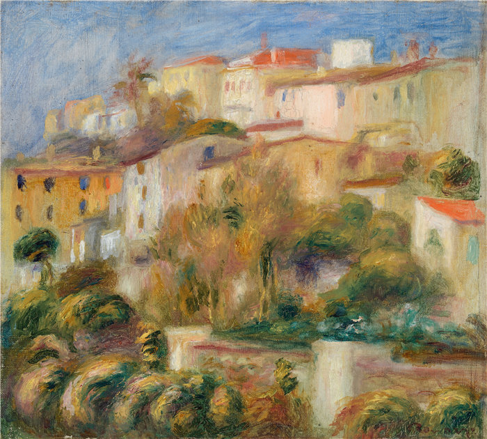 皮埃尔·奥古斯特·雷诺阿(Pierre-Auguste Renoir)作品 –山上的房子 (Groupe de maisons sur un coteau) (1908)