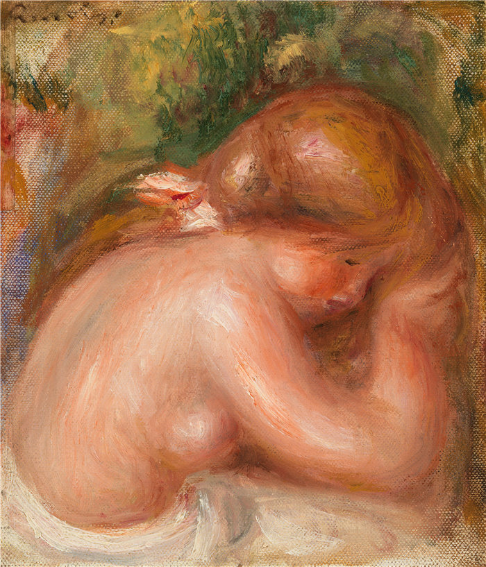 皮埃尔·奥古斯特·雷诺阿(Pierre-Auguste Renoir)作品 –年轻女孩的裸体躯干 (Torse nu de jeune fille)(约 1910–1912 年)