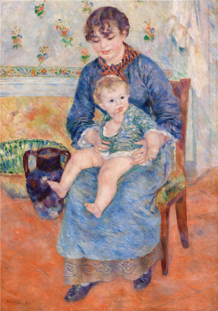 皮埃尔·奥古斯特·雷诺阿（Pierre-Auguste Renoir）作品 –年轻的母亲 (Jeune mère) (1881)