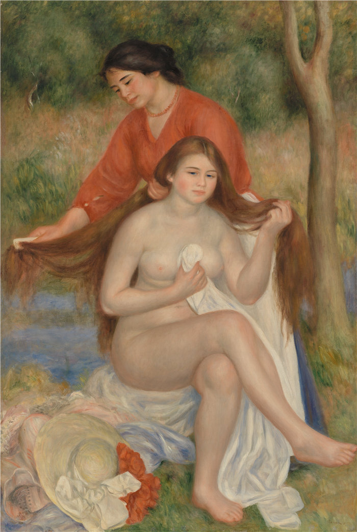 皮埃尔·奥古斯特·雷诺阿(Pierre-Auguste Renoir)作品 –沐浴者和女仆 (La Toilette de la baigneuse) (1900–1901)