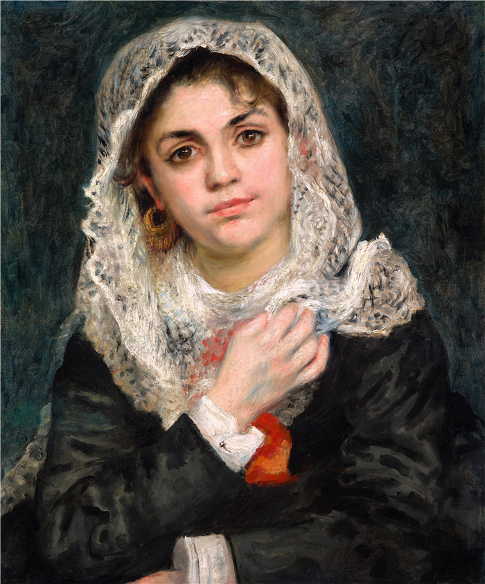 皮埃尔·奥古斯特·雷诺阿(Pierre-Auguste Renoir)作品 –披着白色披肩的莉丝(约 1872 年)