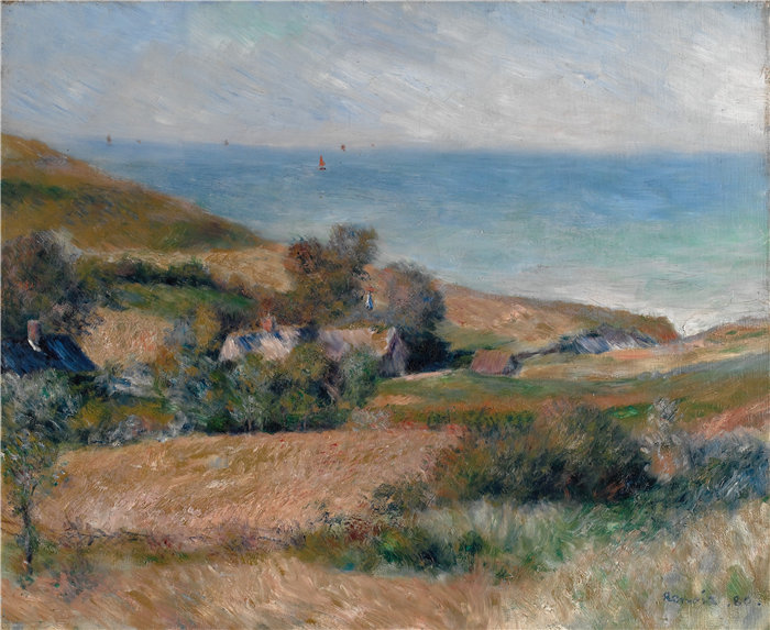 皮埃尔·奥古斯特·雷诺阿(Pierre-Auguste Renoir)作品 –诺曼底 Wargemont 附近的海岸景观(1880 年)
