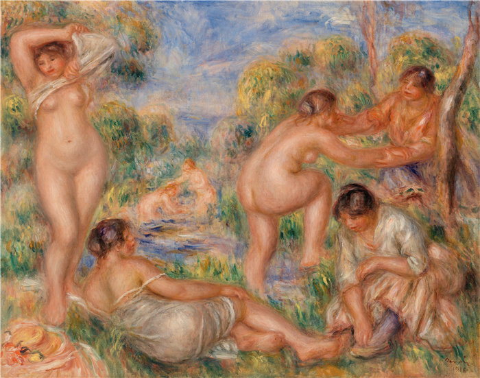 皮埃尔·奥古斯特·雷诺阿(Pierre-Auguste Renoir)作品 –沐浴组 (1916)