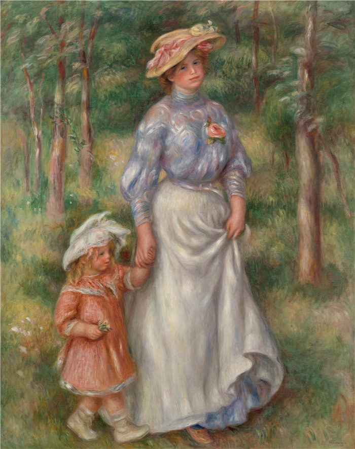 皮埃尔·奥古斯特·雷诺阿(Pierre-Auguste Renoir)作品 –长廊(La Promenade)(约1906年)
