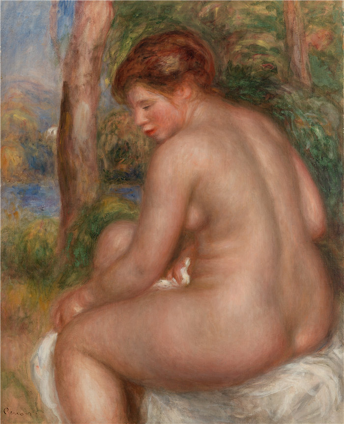 皮埃尔·奥古斯特·雷诺阿（Pierre-Auguste Renoir）作品 –四分之三视图中的沐浴者（Baigneuse vue de trois quarts）（1911）
