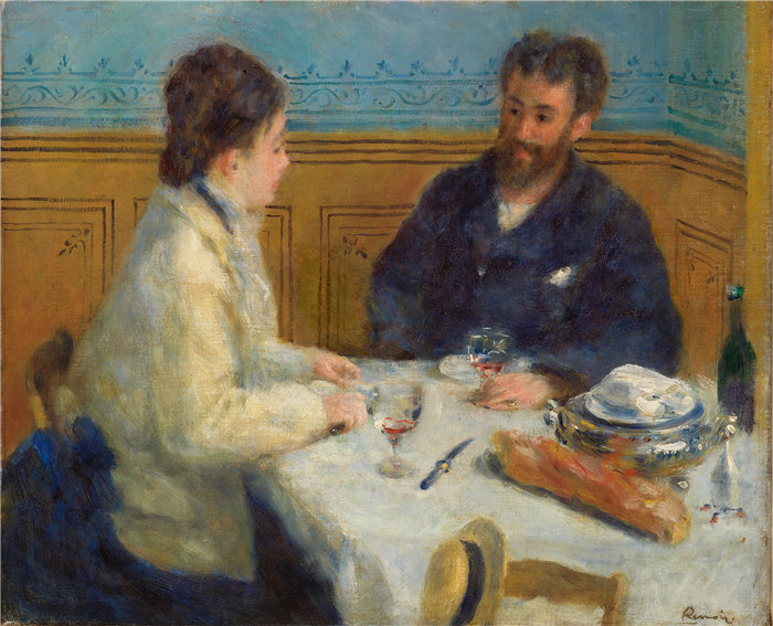皮埃尔·奥古斯特·雷诺阿(Pierre-Auguste Renoir)作品 –午餐会 (Le Déjeuner) (1875)