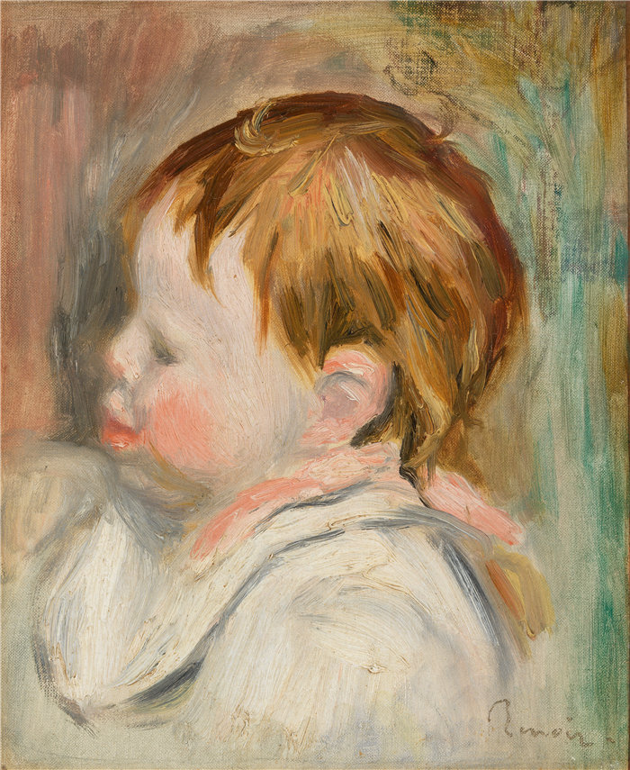 皮埃尔·奥古斯特·雷诺阿(Pierre-Auguste Renoir)作品 –婴儿的头 (Tête d'enfant, profil à gauche)(约 1895 年)