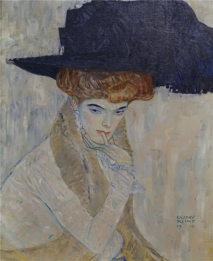 古斯塔夫·克里姆特（Gustav Klimt奥地利画家）-黑羽帽 (1910)