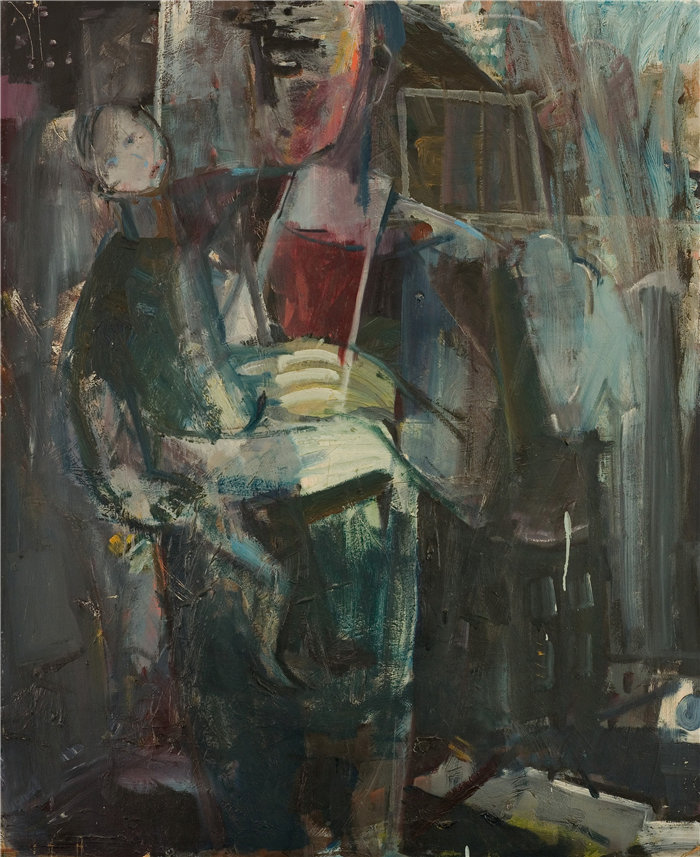 雅各布·魏德曼(Jakob Weidemann,挪威画家)作品-Far og 谷仓 (1942)