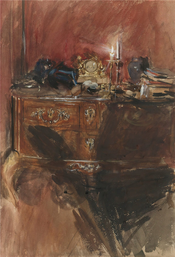 乔瓦尼·博尔迪尼 (Giovanni Boldini,意大利画家)--带有路易十五马桶的室内景观