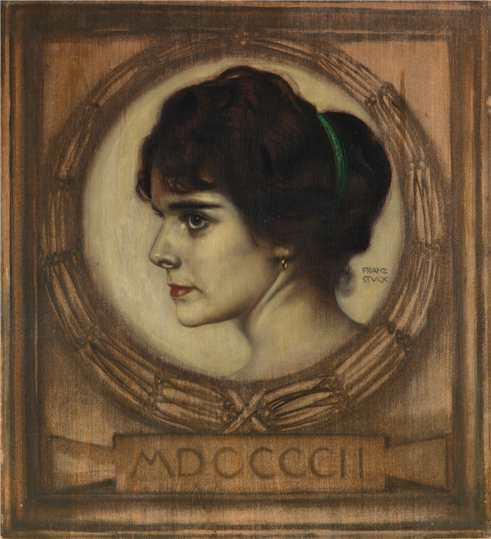 弗朗茨·冯·斯塔克 (Franz von Stuck) 杰玛·比尔巴姆肖像 (1902)