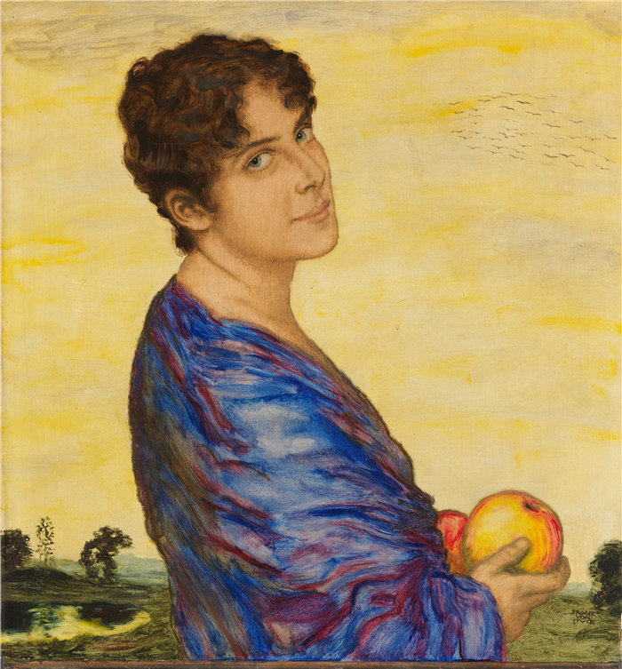 弗朗茨·冯·斯塔克 (Franz von Stuck)-被卡住的女人肖像 (1914)