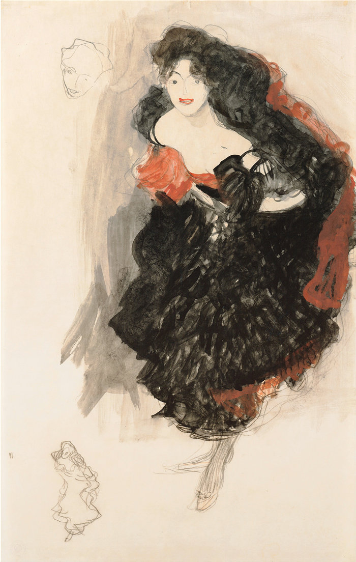 古斯塔夫·克里姆特（Gustav Klimt奥地利画家）-朱迪思二世研究（约 1908 年）