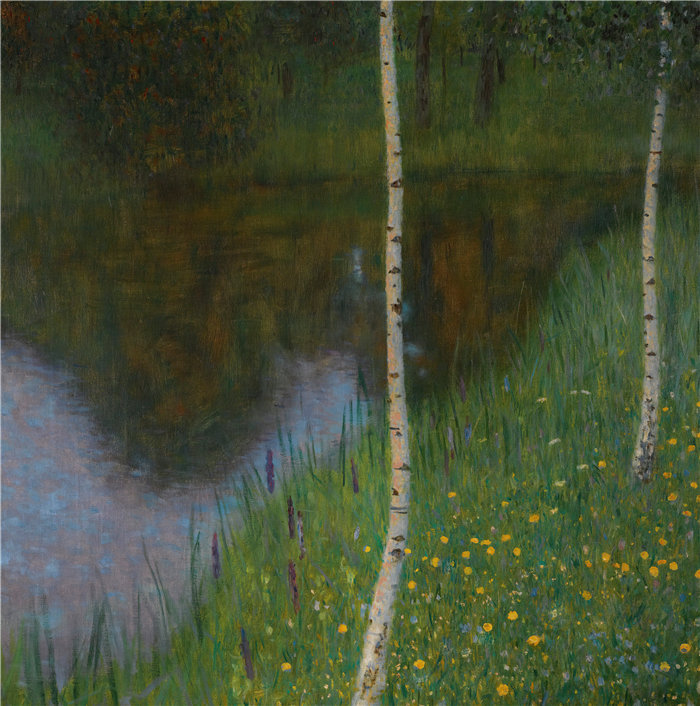 古斯塔夫·克里姆特（Gustav Klimt奥地利画家）-有桦树的湖岸