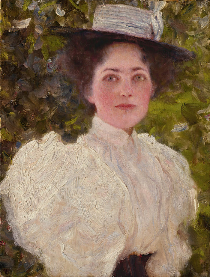 古斯塔夫·克里姆特（Gustav Klimt奥地利画家）-Mädchen im grünen（树叶中的女孩）