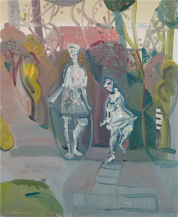 雅各布·魏德曼（Jakob Weidemann，挪威画家）作品-Paradis og hoppetau (1951)