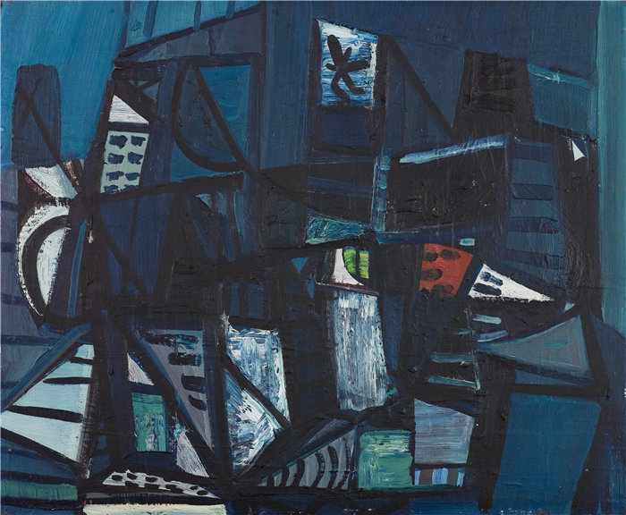 雅各布·魏德曼（Jakob Weidemann，挪威画家）作品-Komposisjon i blått (1947)