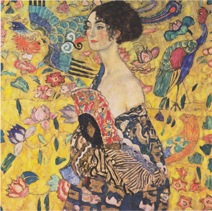 古斯塔夫·克里姆特（Gustav Klimt 奥地利画家）-带扇子的女人（1917-1918）