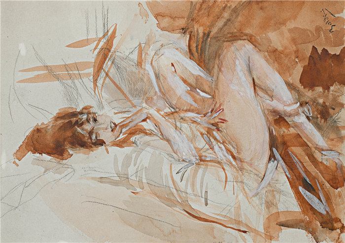 乔瓦尼·博尔迪尼 (Giovanni Boldini，意大利画家)--斜倚的女士