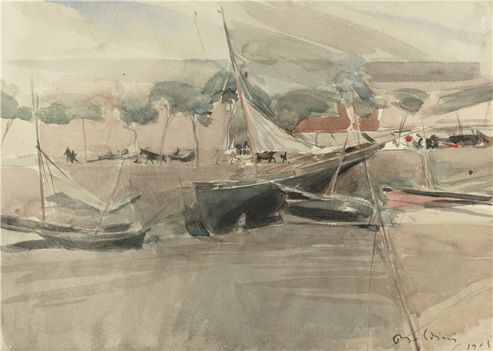 乔瓦尼·博尔迪尼 (Giovanni Boldini，意大利画家)--系泊船 (1905)