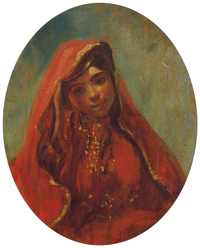欧仁·德拉克鲁瓦（Eugene Delacroix，法国画家）作品 - Halbfigur Einer Marokkanerin (1839)