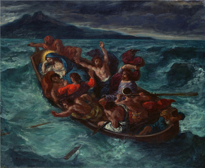 欧仁·德拉克鲁瓦(Eugene Delacroix,法国画家)作品 - 暴风雨期间的基督睡着了(约 1853 年)