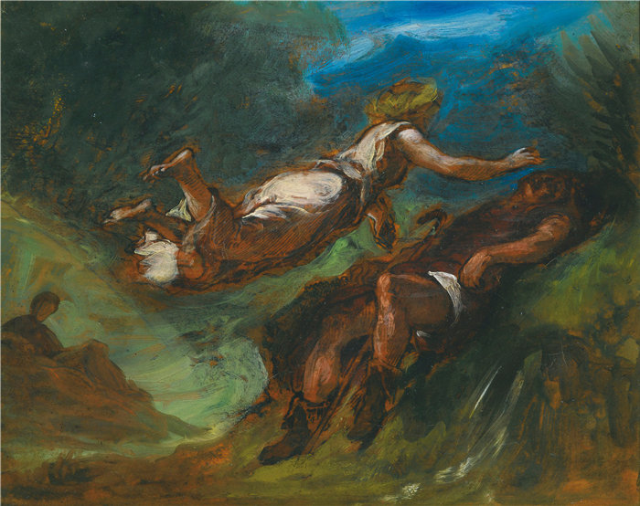 欧仁·德拉克鲁瓦（Eugene Delacroix，法国画家）作品 - 海西奥德和缪斯女神