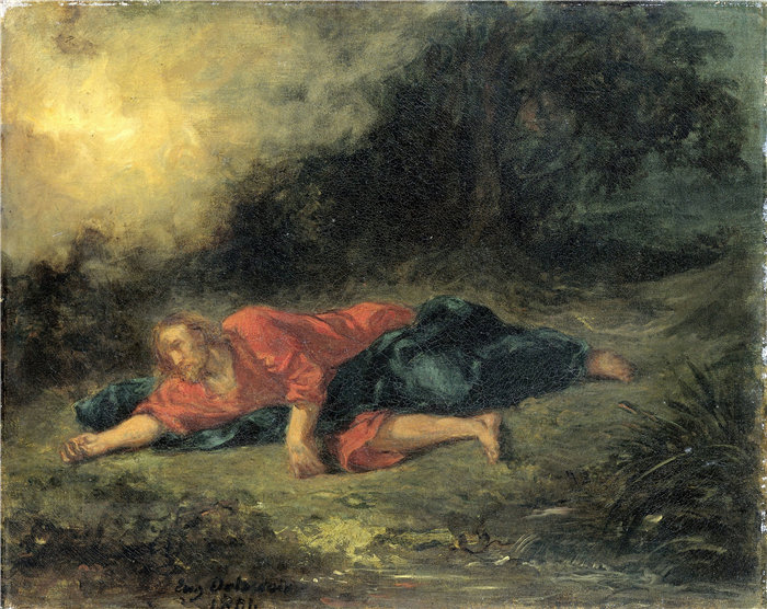 欧仁·德拉克鲁瓦(Eugene Delacroix,法国画家)作品 - 花园里的痛苦 (1851)