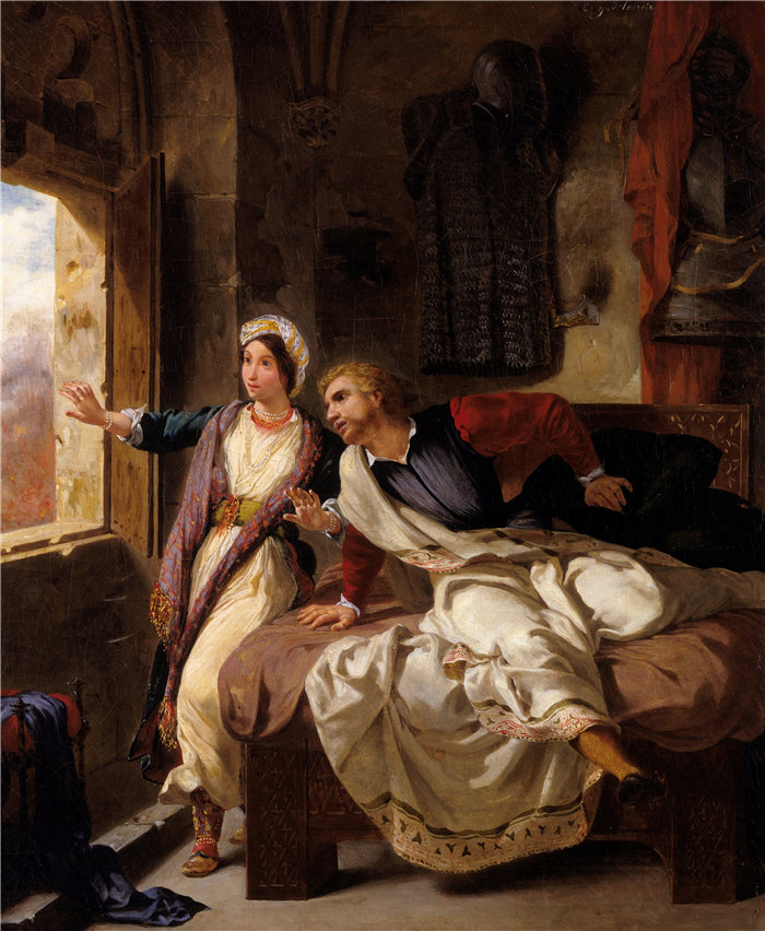 欧仁·德拉克鲁瓦（Eugene Delacroix，法国画家）作品 - 丽贝卡和受伤的艾芬豪 (1823)