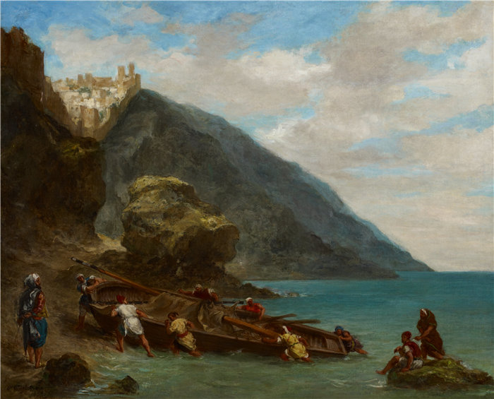 欧仁·德拉克鲁瓦(Eugene Delacroix,法国画家)作品 - 从海边看丹吉尔 (1856–1858)