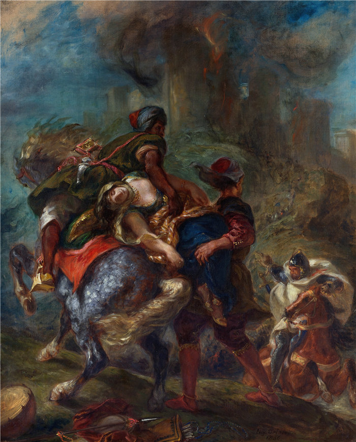 欧仁·德拉克鲁瓦（Eugene Delacroix，法国画家）作品 - 丽贝卡的绑架 (1846)