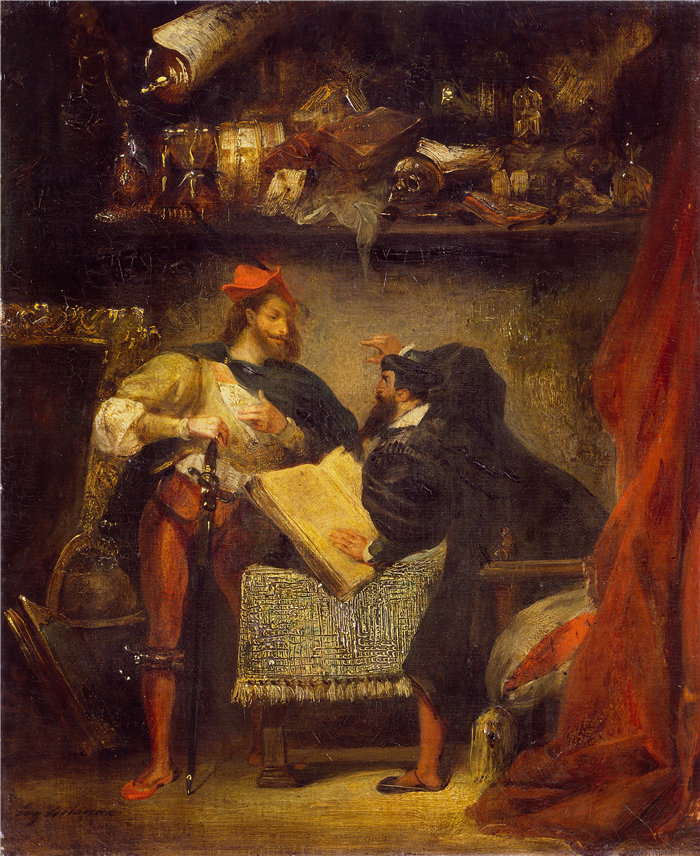 欧仁·德拉克鲁瓦（Eugene Delacroix，法国画家）作品 - 浮士德和梅菲斯托费勒斯 (1827-8)