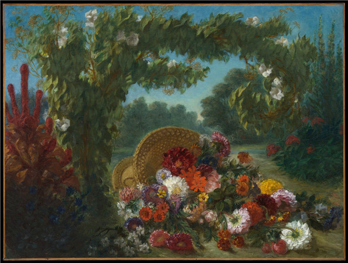 欧仁·德拉克鲁瓦(Eugene Delacroix,法国画家)作品 - 花篮 (1848–49)