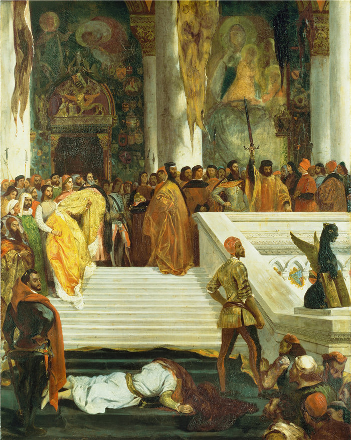 欧仁·德拉克鲁瓦(Eugene Delacroix,法国画家)作品 - 总督马里诺·法列罗 (1825 - 1826) 的处决