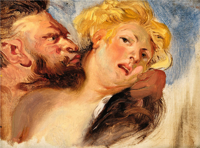 欧仁·德拉克鲁瓦（Eugene Delacroix，法国画家）作品 - 萨特拥抱若虫，在彼得-保罗·鲁本斯之后