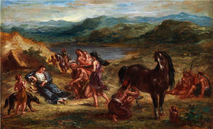 欧仁·德拉克鲁瓦（Eugene Delacroix，法国画家）作品 - 斯基泰人中的奥维德 (1862)