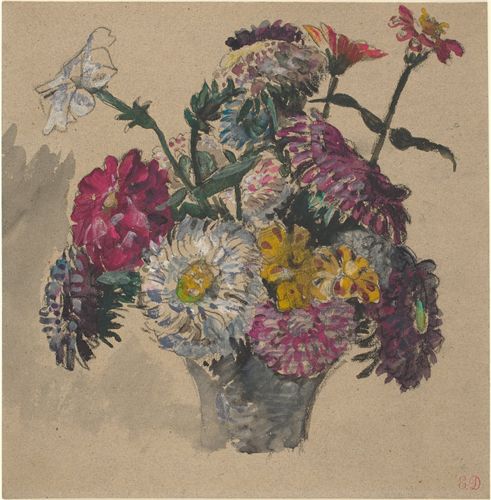 欧仁·德拉克鲁瓦（Eugene Delacroix，法国画家）作品 - 鲜花 (1843)