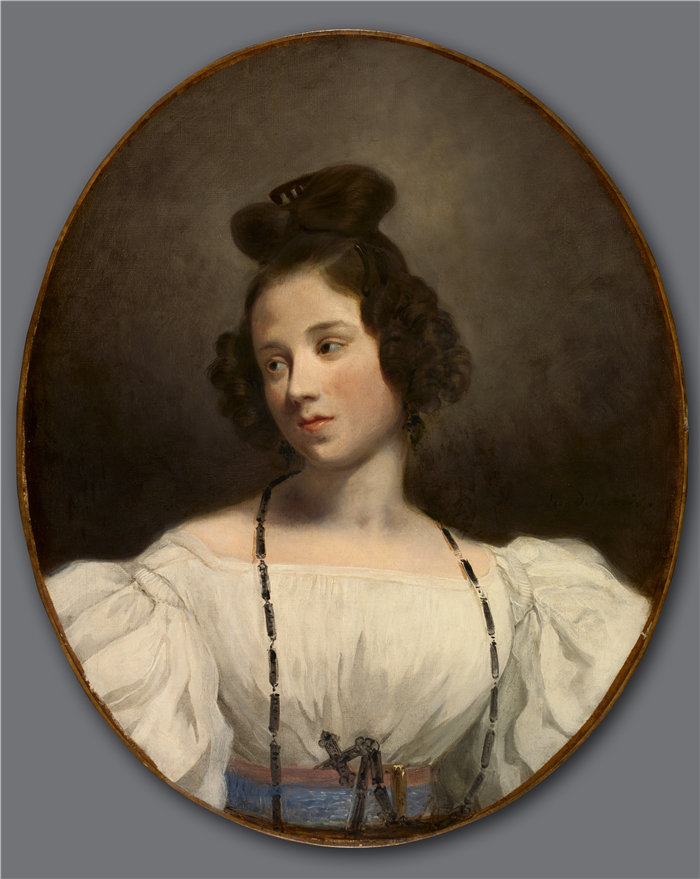 欧仁·德拉克鲁瓦（Eugene Delacroix，法国画家）作品 - 小姐。Alexandrine-Julie de la Boutraye (c. 1832-1834)