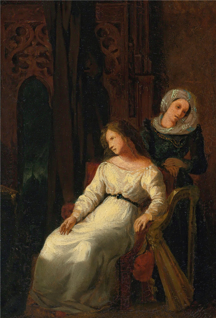 欧仁·德拉克鲁瓦(Eugene Delacroix,法国画家)作品 - 苔丝狄蒙娜和艾米莉亚