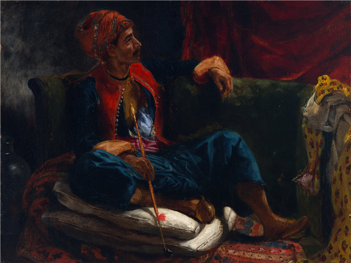 欧仁·德拉克鲁瓦（Eugene Delacroix，法国画家）作品 - 吸烟者