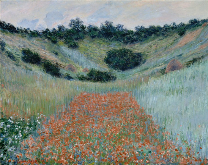 克洛德·莫奈(Claude Monet,法国画家)作品- 吉维尼附近山谷中的罂粟花田(1885 年)