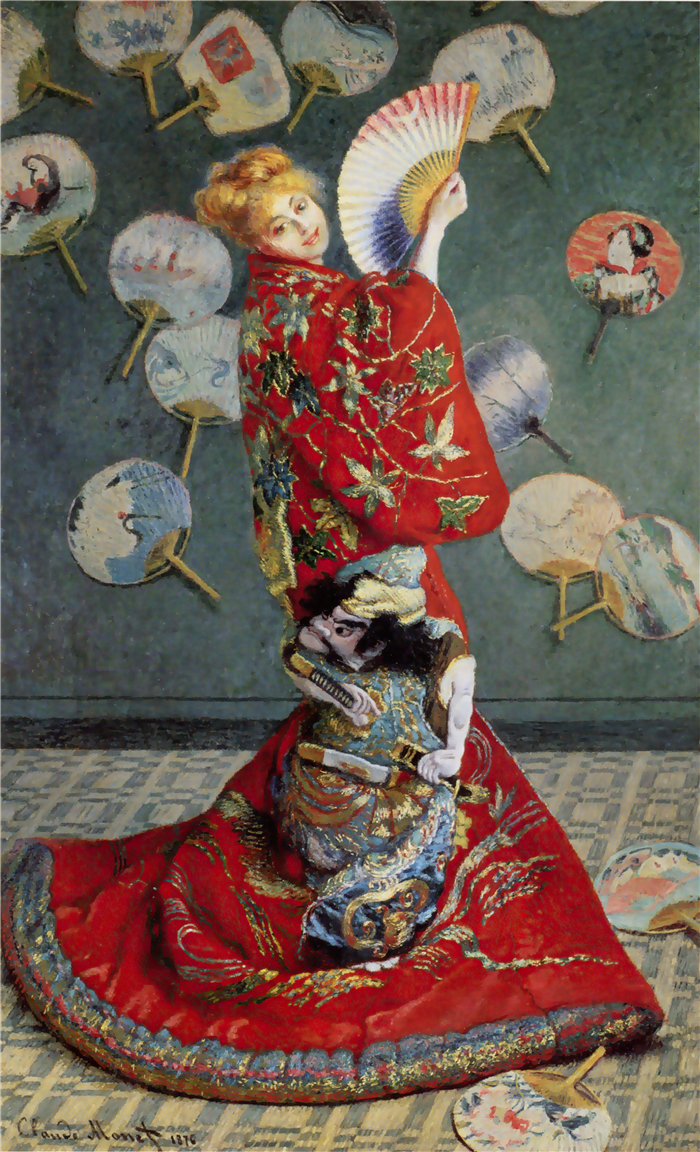 克洛德·莫奈（Claude Monet，法国画家）作品- 身着日本服装的卡米尔·莫奈 (1876)