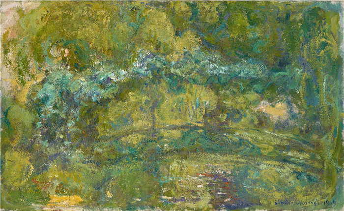 克洛德·莫奈（Claude Monet，法国画家）作品- 睡莲池上的人行桥（1919）