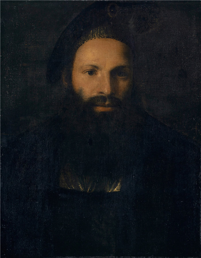 提香(Titian,意大利画家)作品--彼得罗·阿雷蒂诺 (Pietro Aretino) 的肖像 (1527)