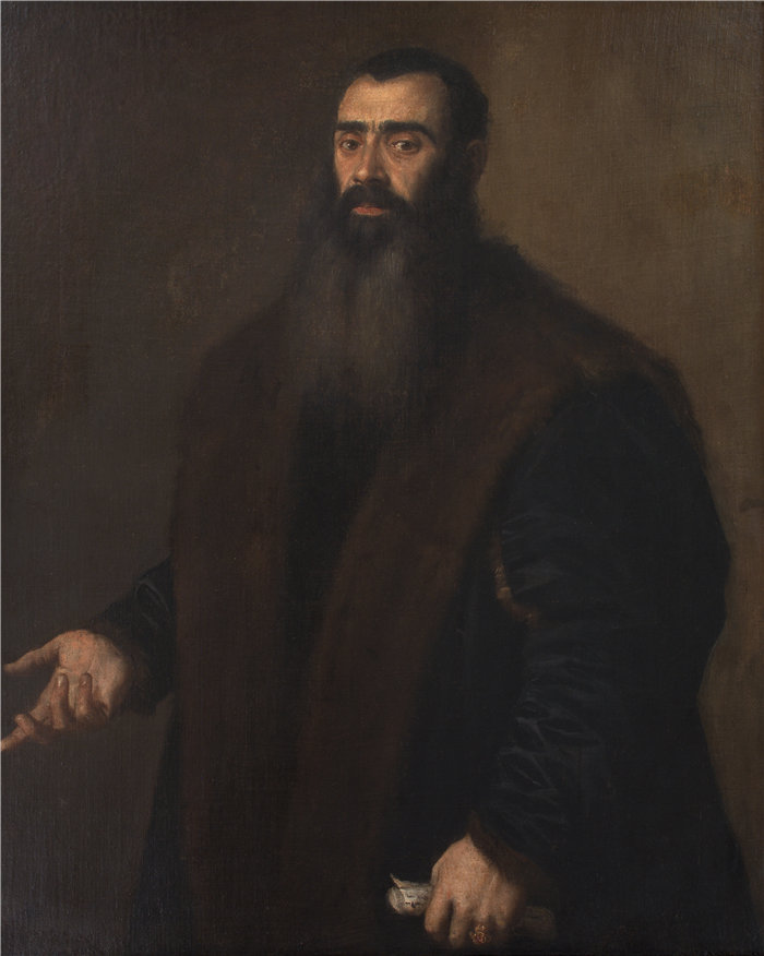 提香(Titian,意大利画家)作品--纽伦堡商人和收藏家 Willibald Imhoff the Elder (1519-1580) (1549 - 1570) 的肖像