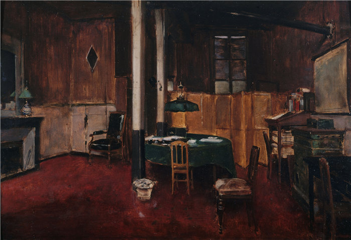 让·贝罗 (Jean Béraud，法国画家) 作品--《议事录》编辑室（1889年）