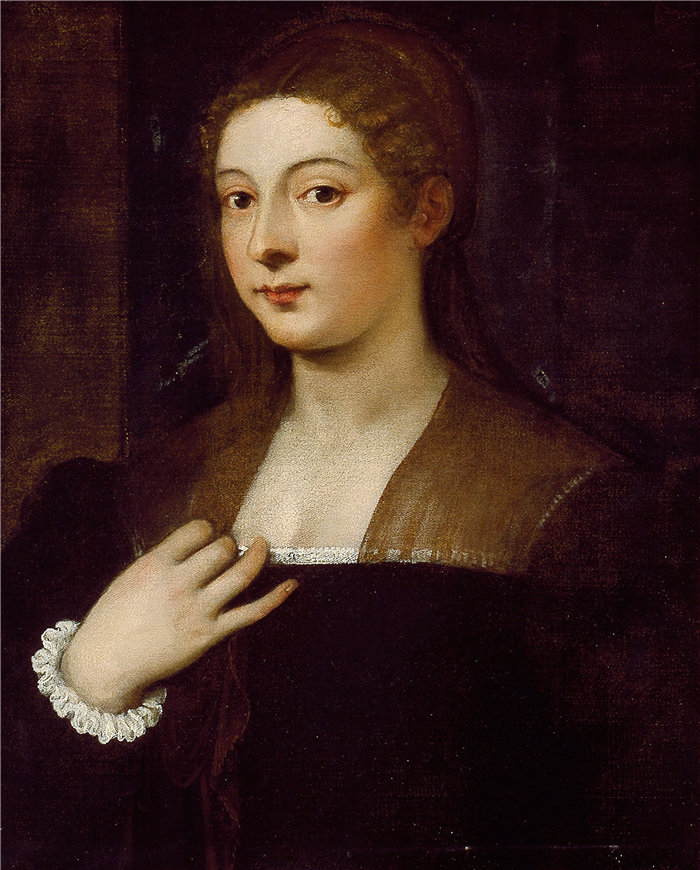 提香（Titian，意大利画家）作品--一位女士的肖像（约 1530 年）