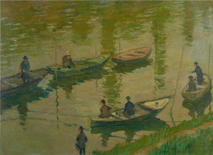 克洛德·莫奈（Claude Monet，法国画家）作品- 渔夫 auf der Seine bei Poissy Fischer an der Seine bei Poissy (1882)