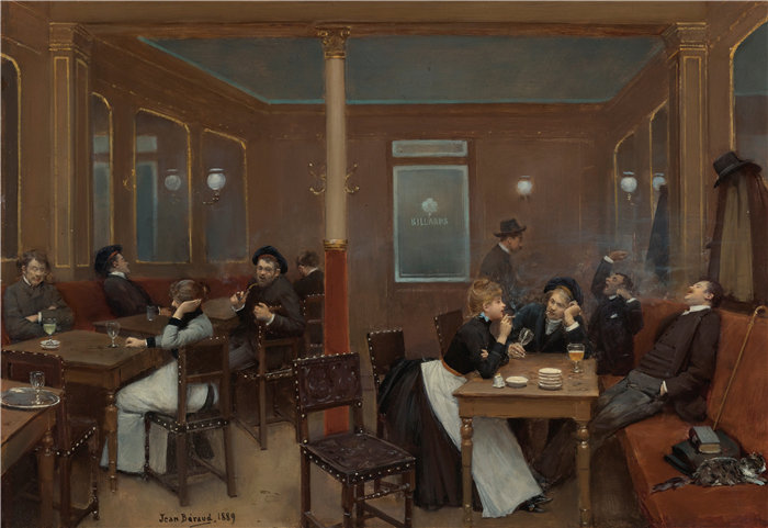 让·贝罗 (Jean Béraud，法国画家) 作品--学生酿酒厂（1889年）